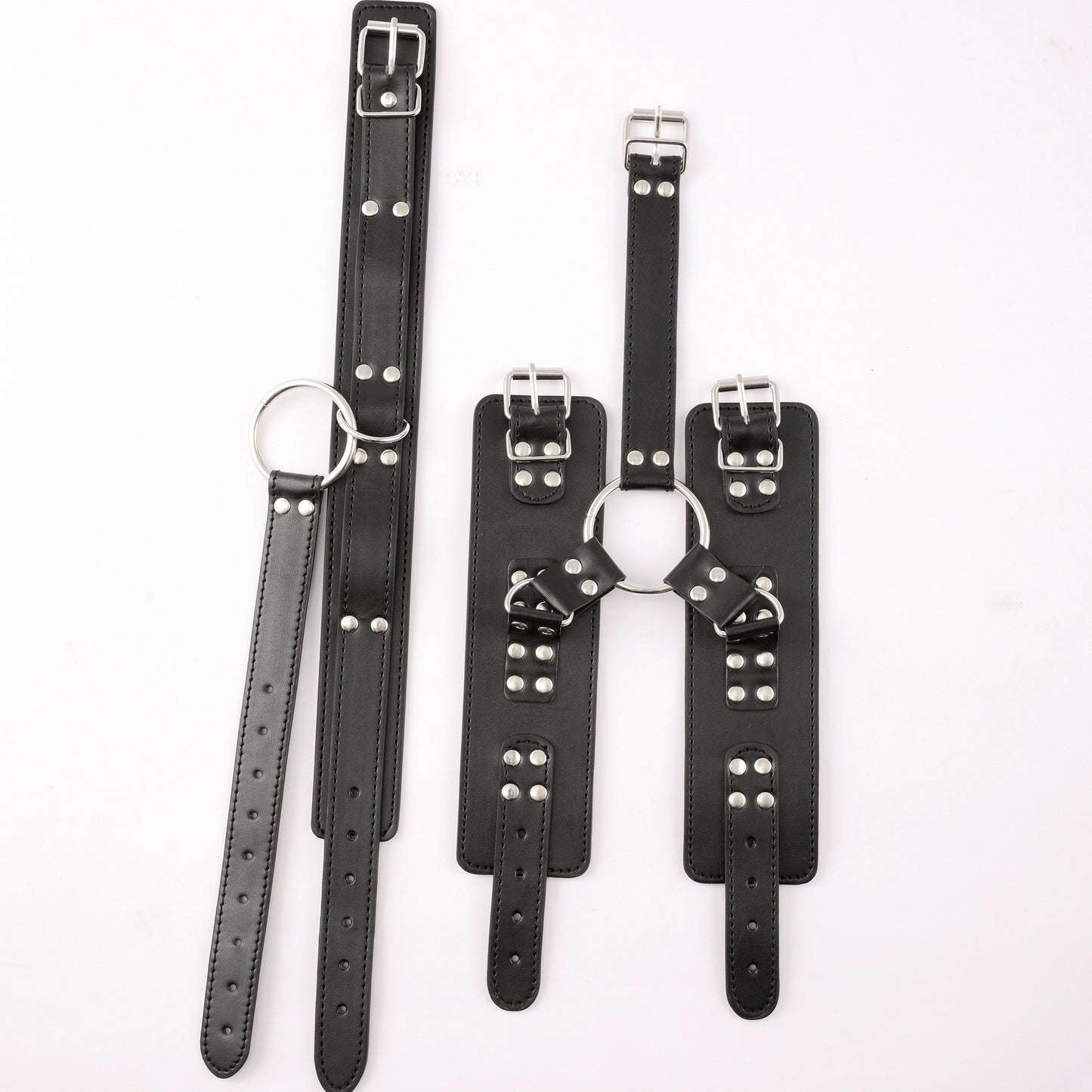 Faux Leather Wrists to Collar Harness Restraint