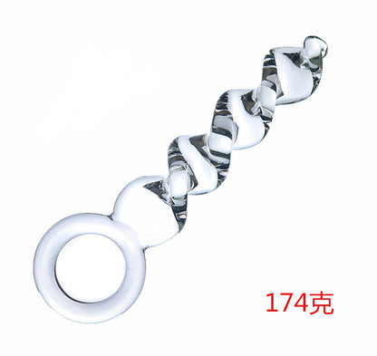 7.9 Inch Twisted Drill Design Crystal Glass Dildo With Ring Handle Magicnitz