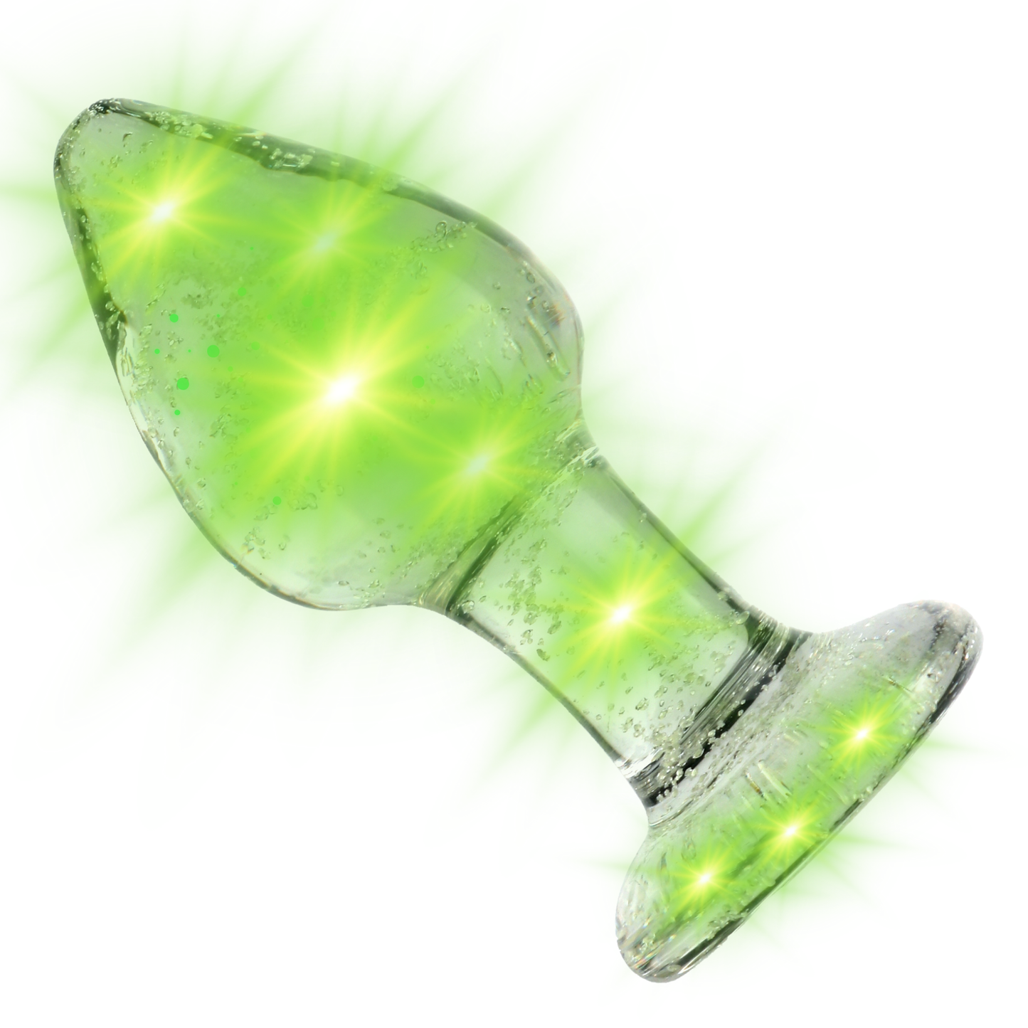 Shimmering Sparks Glow In The Dark Anal Butt Plug Clear Glass Dildo