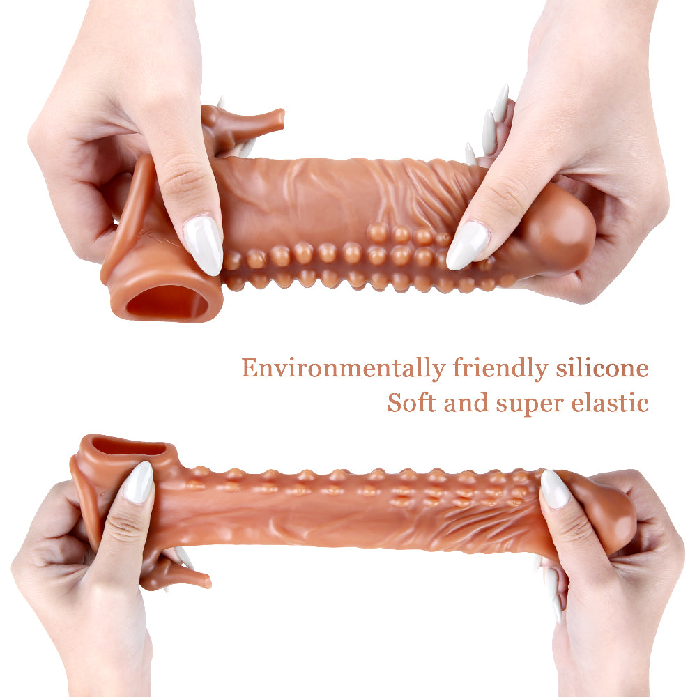 Huge Penis Extender Sleeve Elephant Ball Vibrator Realistic Texture G-Spot Clitoral
