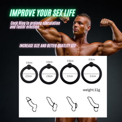 Silicone 4 Pcs Set Multi-Use Cock Rings Penis Enhancer Prolong Erection