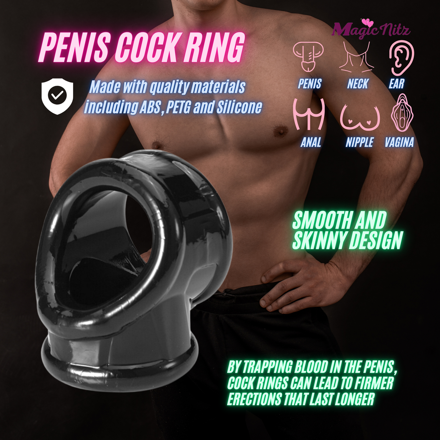 Scrotal Restraint Sleeve Dual Ball Cock Locker Penis Enhancer Prolong Erection