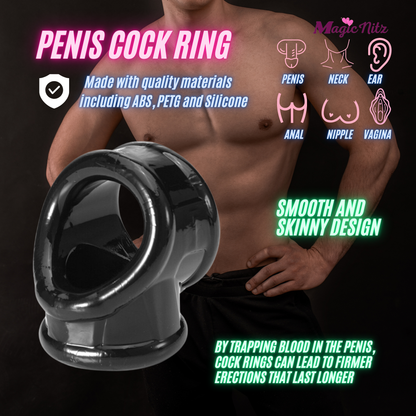 Scrotal Restraint Sleeve Dual Ball Cock Locker Penis Enhancer Prolong Erection