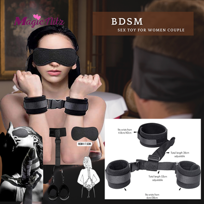 4pcs – Sexy Game Vibrator Bondage Black Play Set for Couples