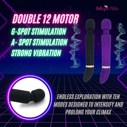 Dual Head Soft Touch Waterproof Rechargeable 25 Modes Vibrator