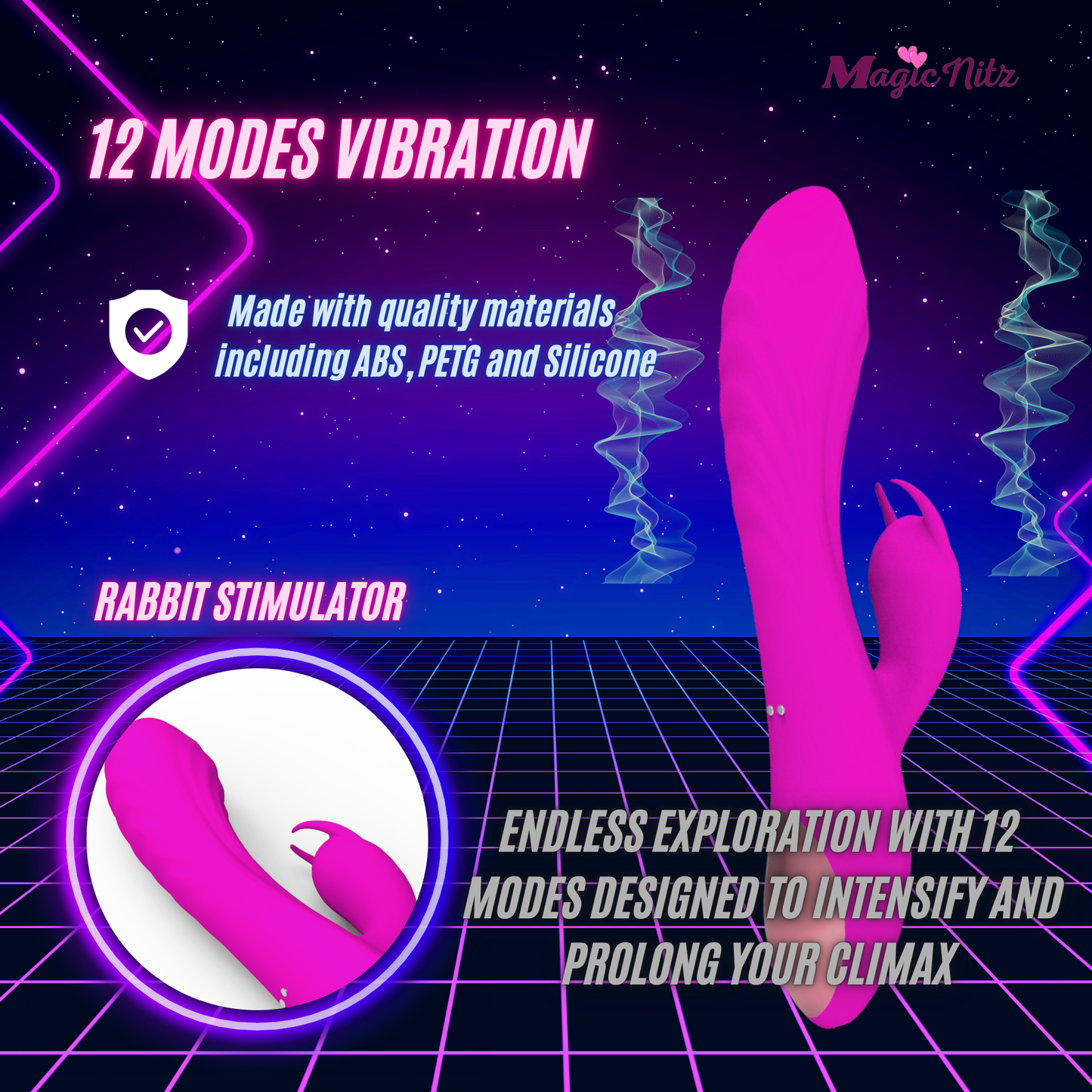 Stroking Rabbit Vibrator G-Spot Massager Clitoral Licking Tongue Toy