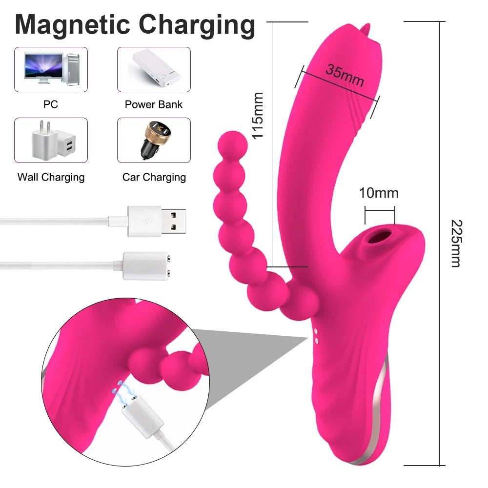 10 Modes Multi Function Butt Plug Anal Clitoral Suction Stimulator 3-in-1 Vibrator