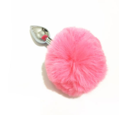 Fluffy Bunny Tail Metal Butt Plug