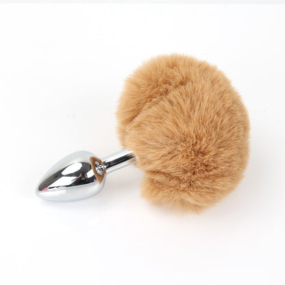 Fluffy Bunny Tail Metal Butt Plug