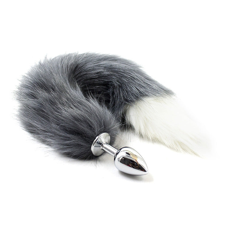 Soft Fox Tail Metal Butt Plug in Red, Beige or Grey