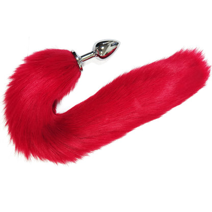 Soft Fox Tail Metal Butt Plug in Red, Beige or Grey