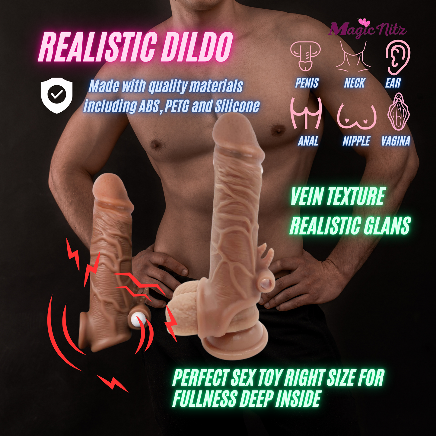 Lifelike Vibrating Penis Extension with Ball Loop