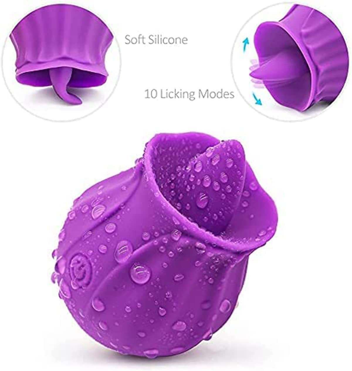 10 Frequencies Touch of Happiness Powerful Purple Rose Tongue Mini Massager