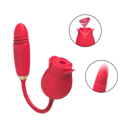 Thrusting Vibration 12 Modes Bullets Flaming Rose Mini Massager Vibrator 5 Modes Suctions