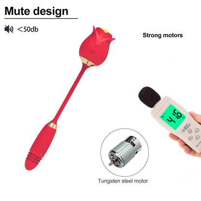 Thrusting Vibration 12 Modes Bullets Flaming Rose Mini Massager Vibrator 5 Modes Suctions