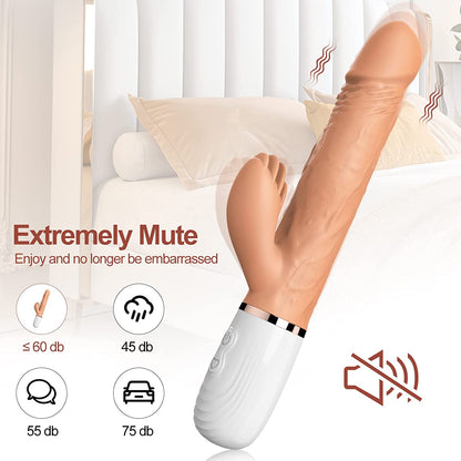 Telescopic 9.8 Inch Thrusting Dildo Rabbit Vibrator 12 Modes 3 Speeds 1 Thrusting Mode