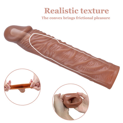 Extra Inches Penis Extender Long Sleeve Store Sperm Realistic Texture G-Spot