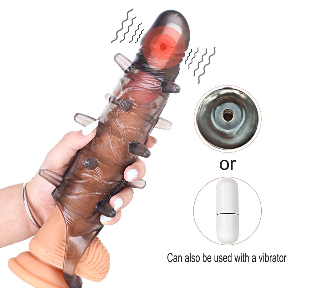 Huge Penis 6cm Extender Sleeve Dildo Spiky Vibrator Realistic Texture