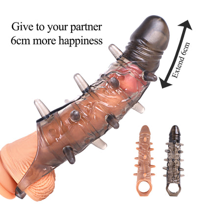 Huge Penis 6cm Extender Sleeve Dildo Spiky Vibrator Realistic Texture