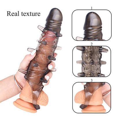 Huge Penis 6cm Extender Sleeve Dildo Spiky Vibrator Realistic Texture