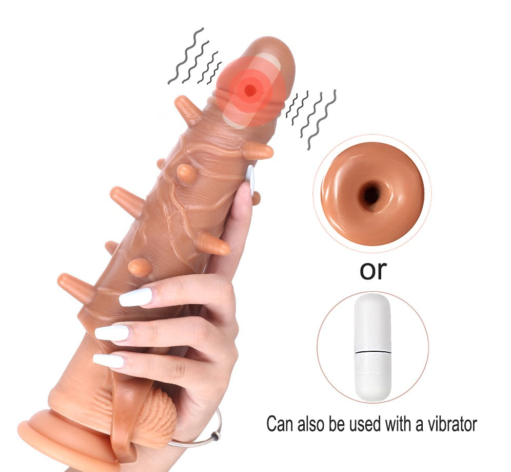 Huge Penis 6cm Extender Sleeve Dildo Spiky Vibrator Realistic Texture