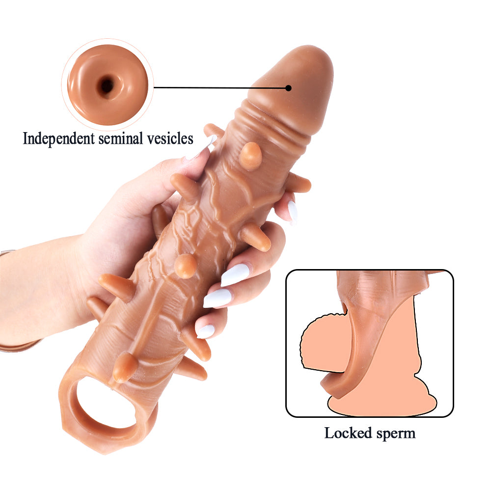 Huge Penis 6cm Extender Sleeve Dildo Spiky Vibrator Realistic Texture