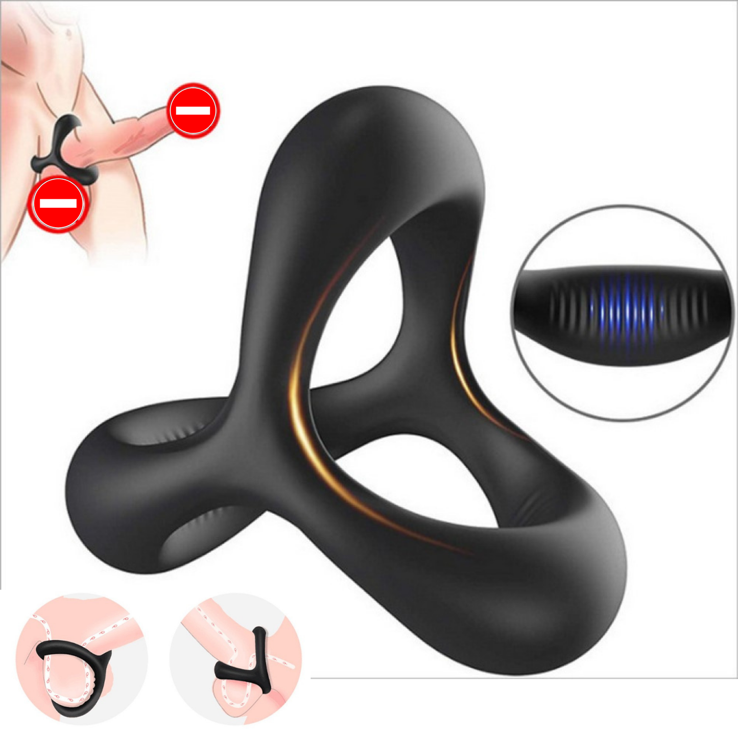 Silicone Dual Lock Cock Ring European Style Penis Enhancer Prolong Erection