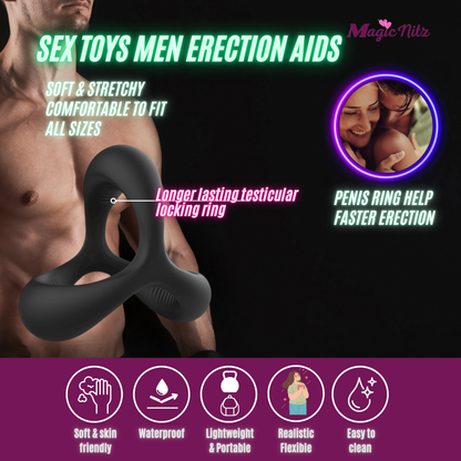 Silicone Dual Lock Cock Ring European Style Penis Enhancer Prolong Erection