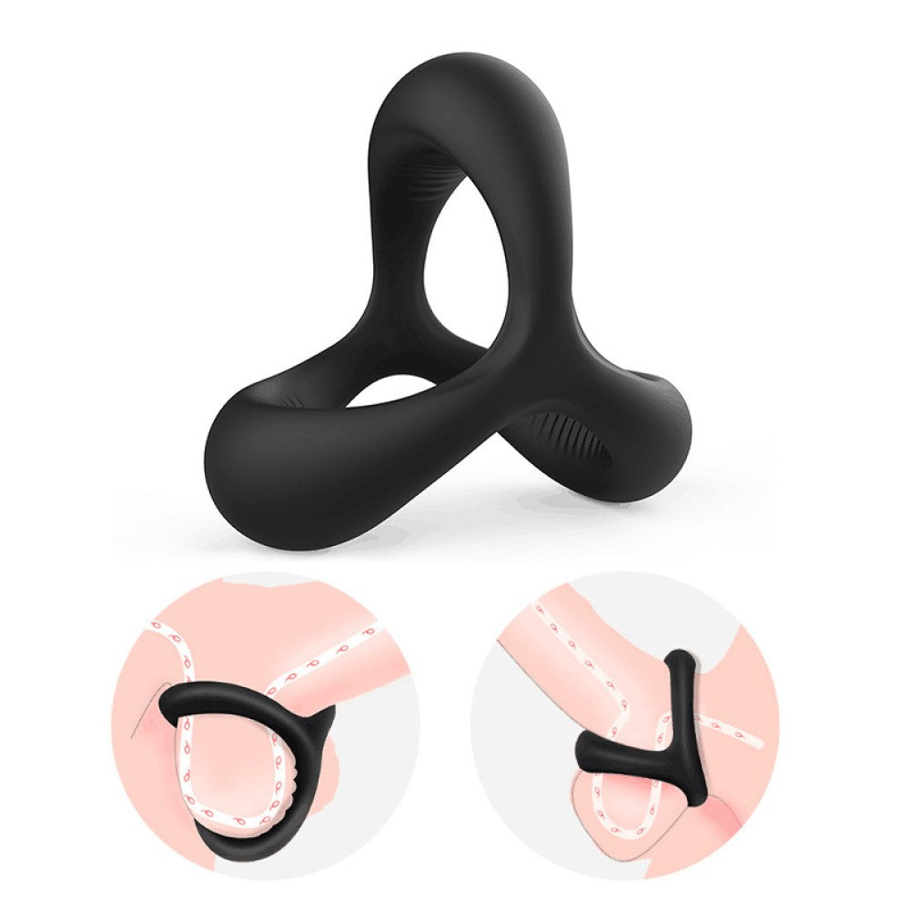 Silicone Dual Lock Cock Ring European Style Penis Enhancer Prolong Erection