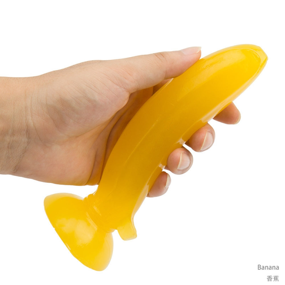 Silicon Suction Dildo Fruit Banana Cucumber Corn Cock Clitoral G-spot Anal Stimulator