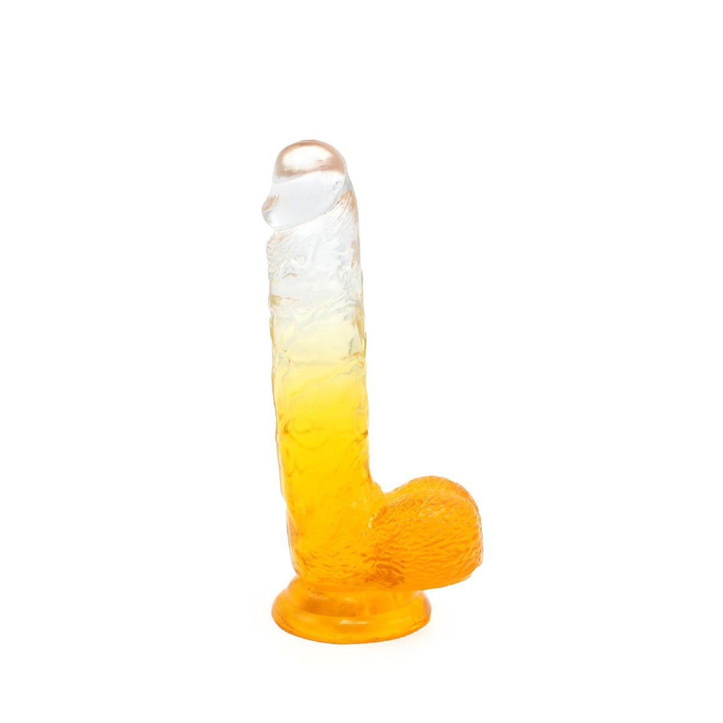 Hand-Free Realistic Texture Dildo Suction Cup Transparent Gradient In Orange