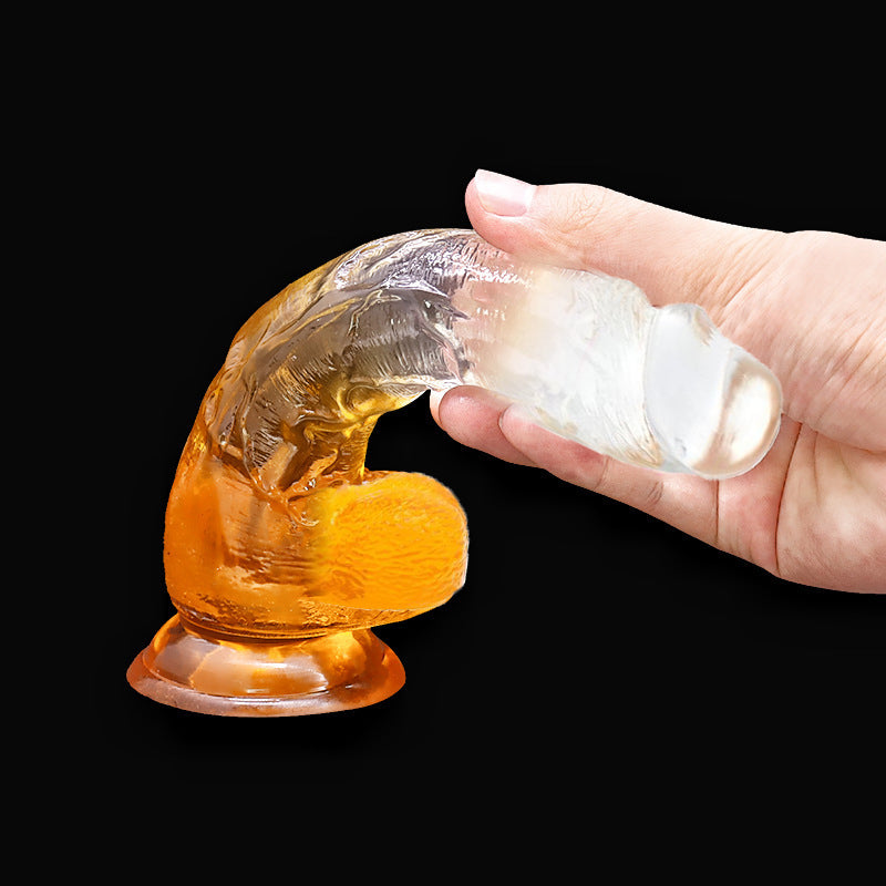 Hand-Free Realistic Texture Dildo Suction Cup Transparent Gradient In Orange