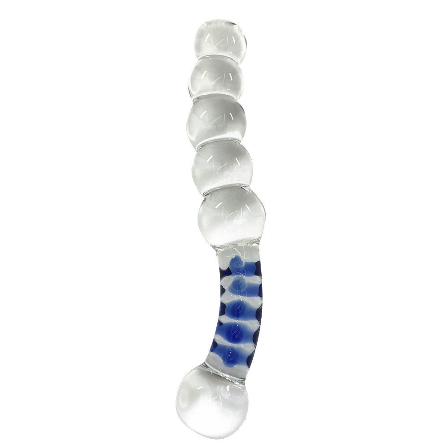 Crystal G-spot Stimulation Double Ended Glass Dildo with Blue Spots Handle