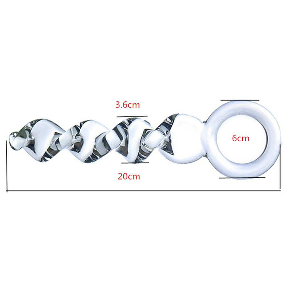 7.9 Inch Twisted Drill Design Crystal Glass Dildo With Ring Handle Magicnitz