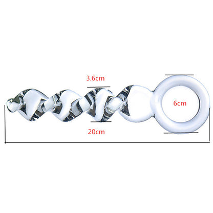 7.9 Inch Twisted Drill Design Crystal Glass Dildo With Ring Handle Magicnitz