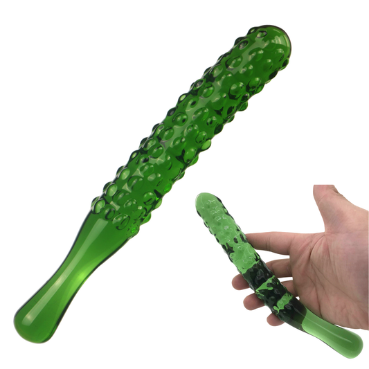 Cucumber Butt Plug Anal Textured Green Glass Dildo