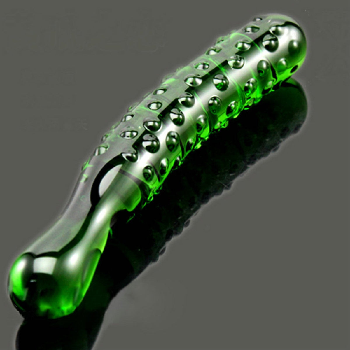 Cucumber Butt Plug Anal Textured Green Glass Dildo