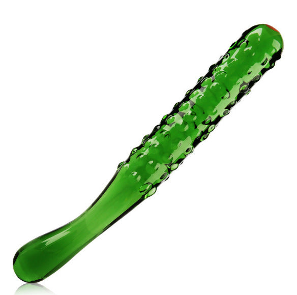Cucumber Butt Plug Anal Textured Green Glass Dildo
