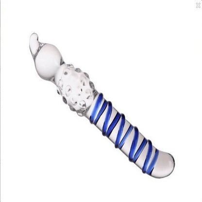 Blue Wave Sex Anal Plug G-Spot Clear Glass Dildo