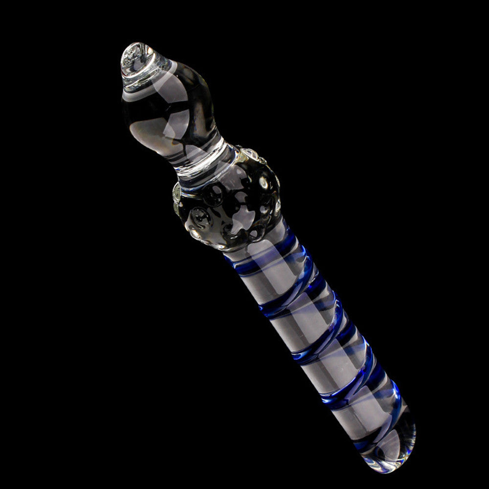 Blue Wave Sex Anal Plug G-Spot Clear Glass Dildo