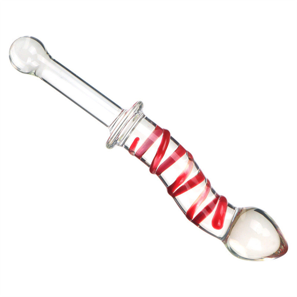 Curve Red Wave Anal Butt Plug G-Spot Clear Glass Dildo