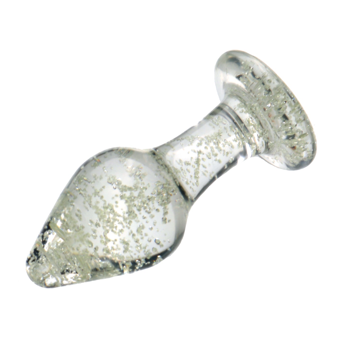 Shimmering Sparks Glow In The Dark Anal Butt Plug Clear Glass Dildo