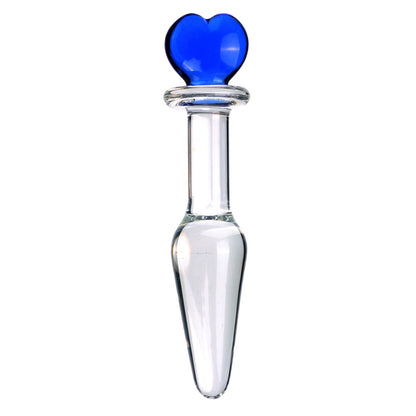 Heart Shape Handle Anal Butt Plug Clear Glass Dildo