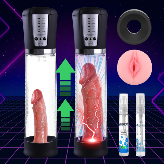 Penis Pump Masturbator with Silicone Pussy&Lubricant, Electric Vaccum Penis Extender