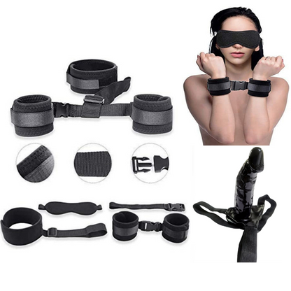 4pcs – Sexy Game Vibrator Bondage Black Play Set for Couples