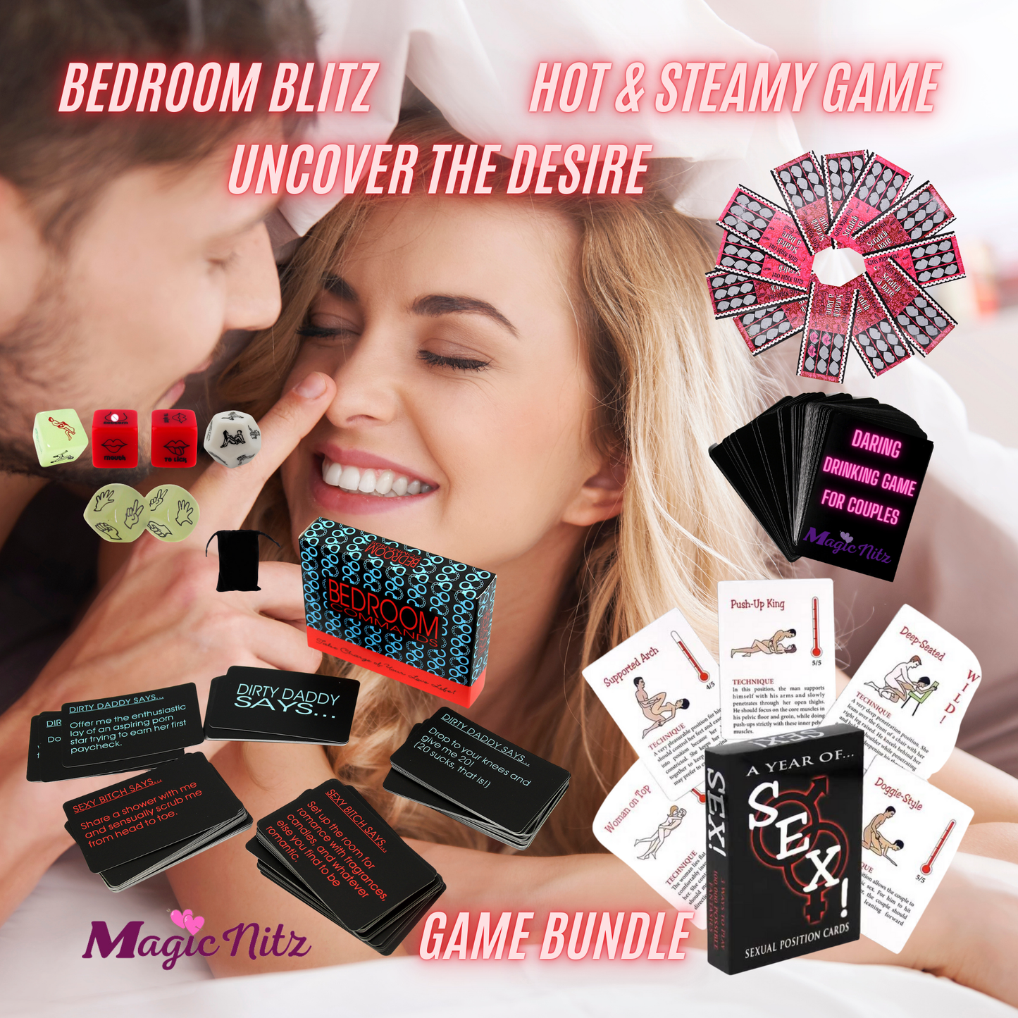 12 Days Adult Game Collection - Adult Game Card Play Bundle- Sex Position Bedroom Drinking Game Card,  Scratch & Dare Card with Blind Mystery Box