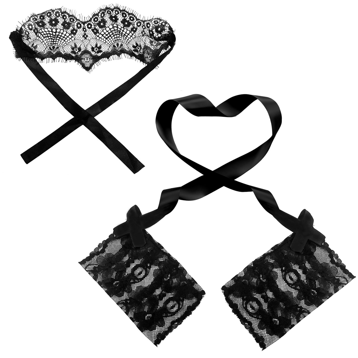 Sexy Blindfold Handcuff and Lace Eye Mask Set