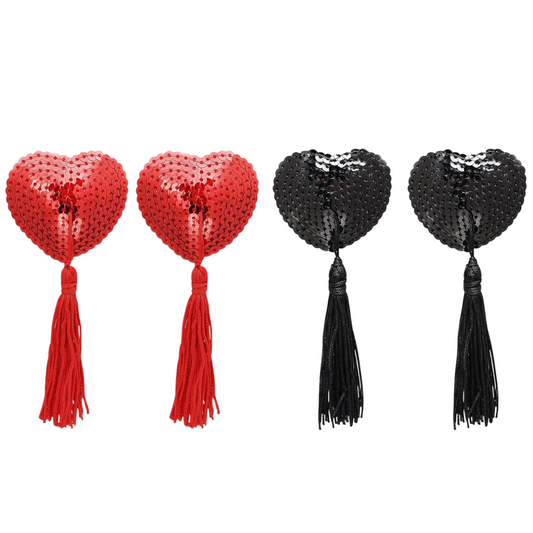 Sequin Nipple Tassels In Black or Red