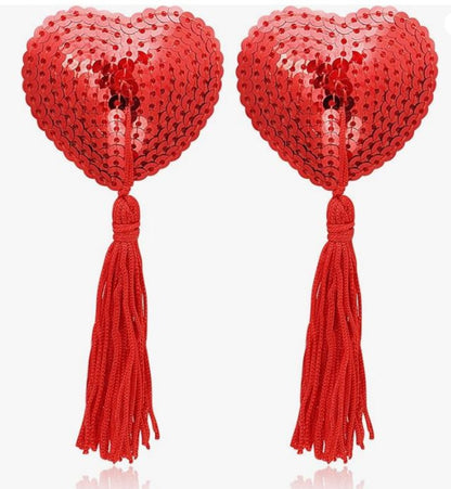 Sequin Nipple Tassels In Black or Red