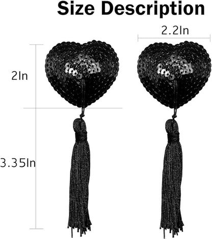 Sequin Nipple Tassels In Black or Red